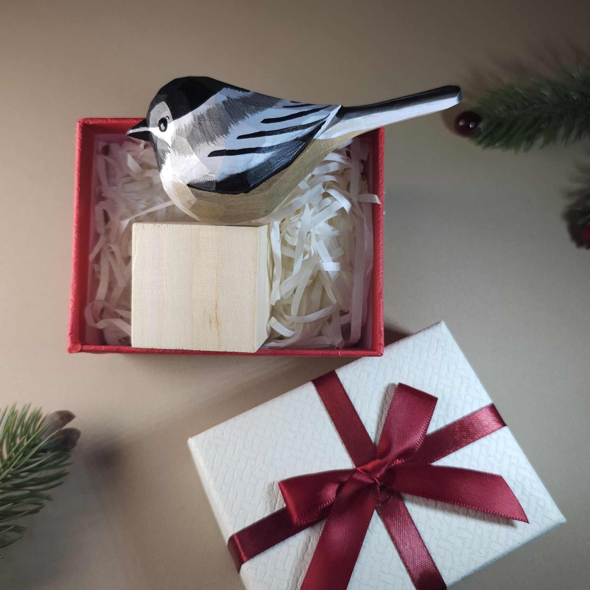 Bird Figurine comes with wooden stand and gift box packaging