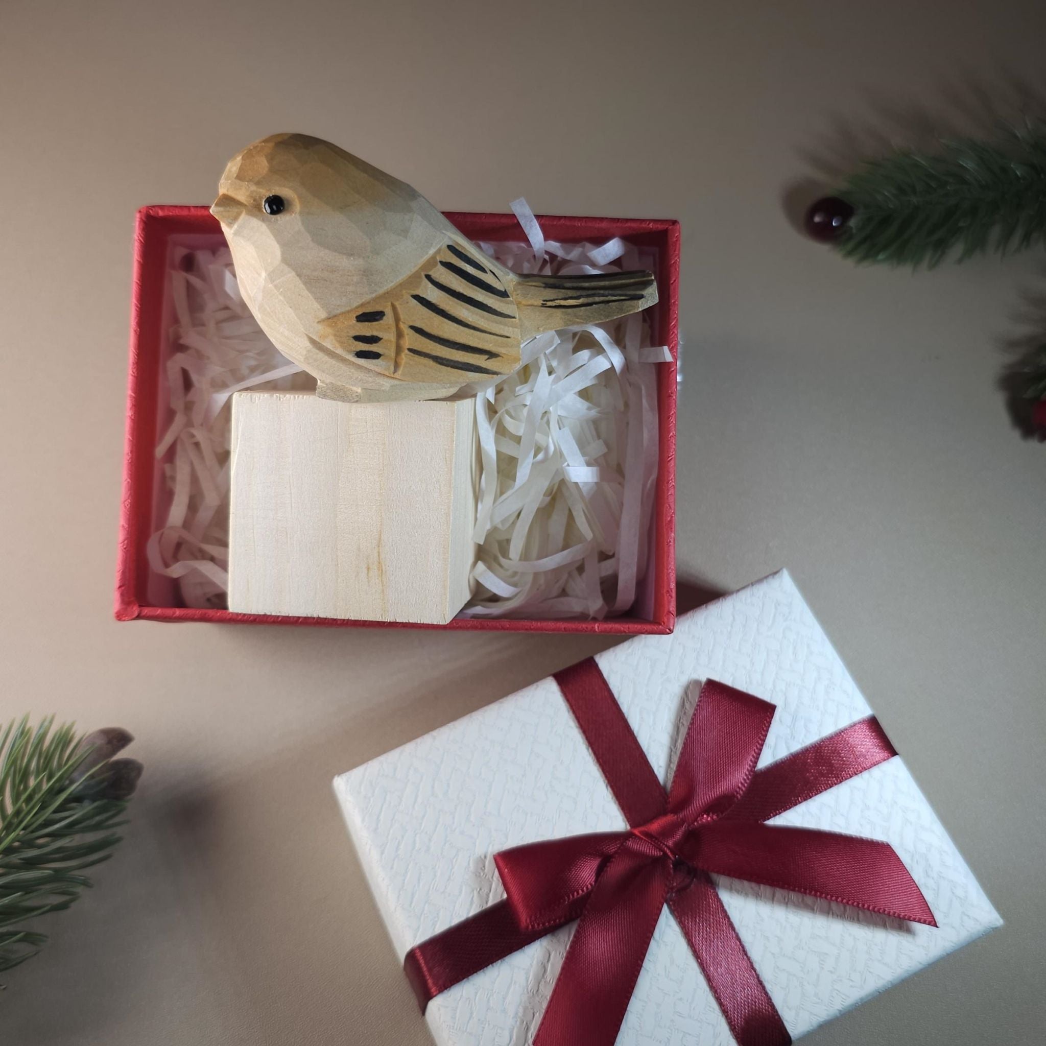 Bird Figurine comes with wooden stand and gift box packaging
