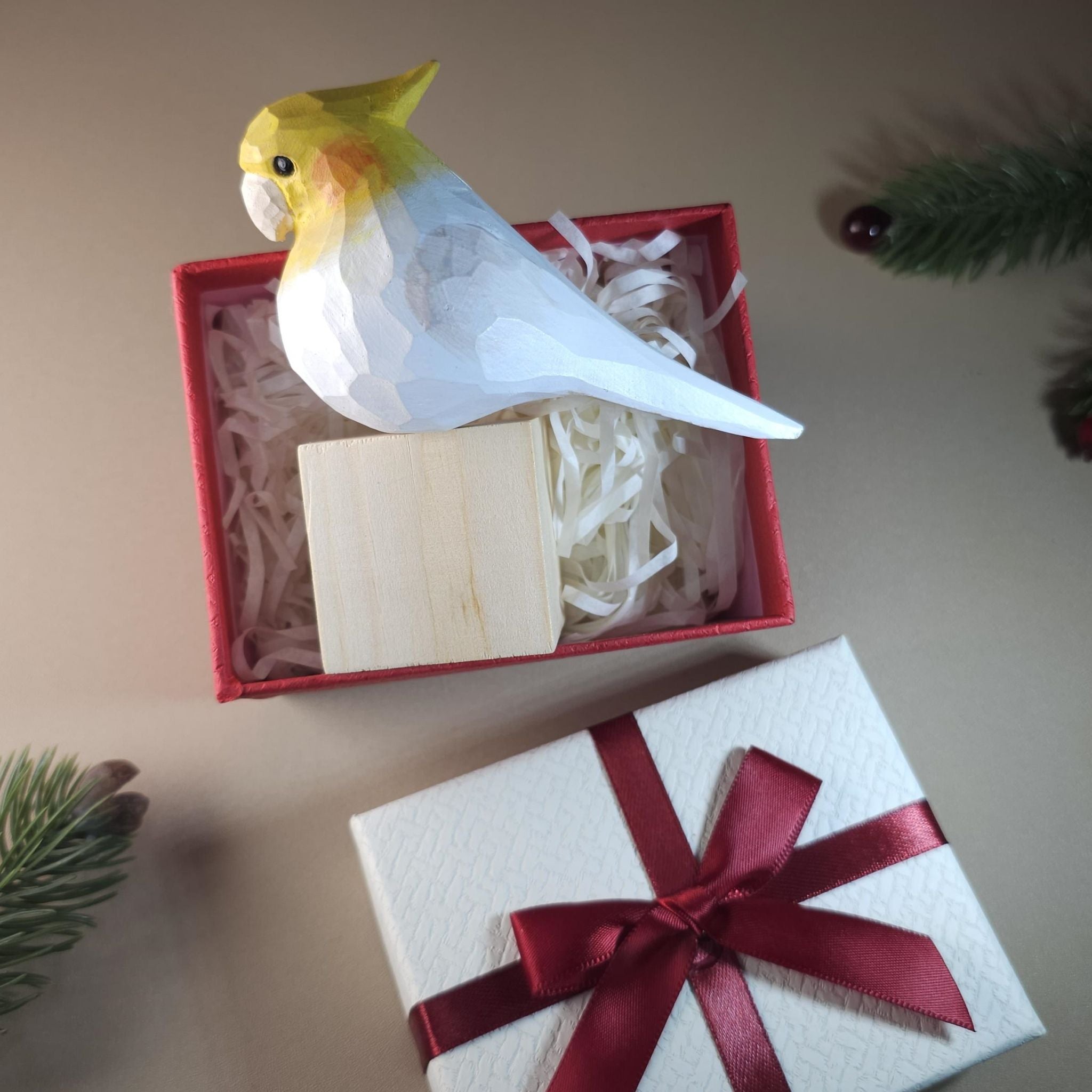 Bird Figurine comes with wooden stand and gift box packaging