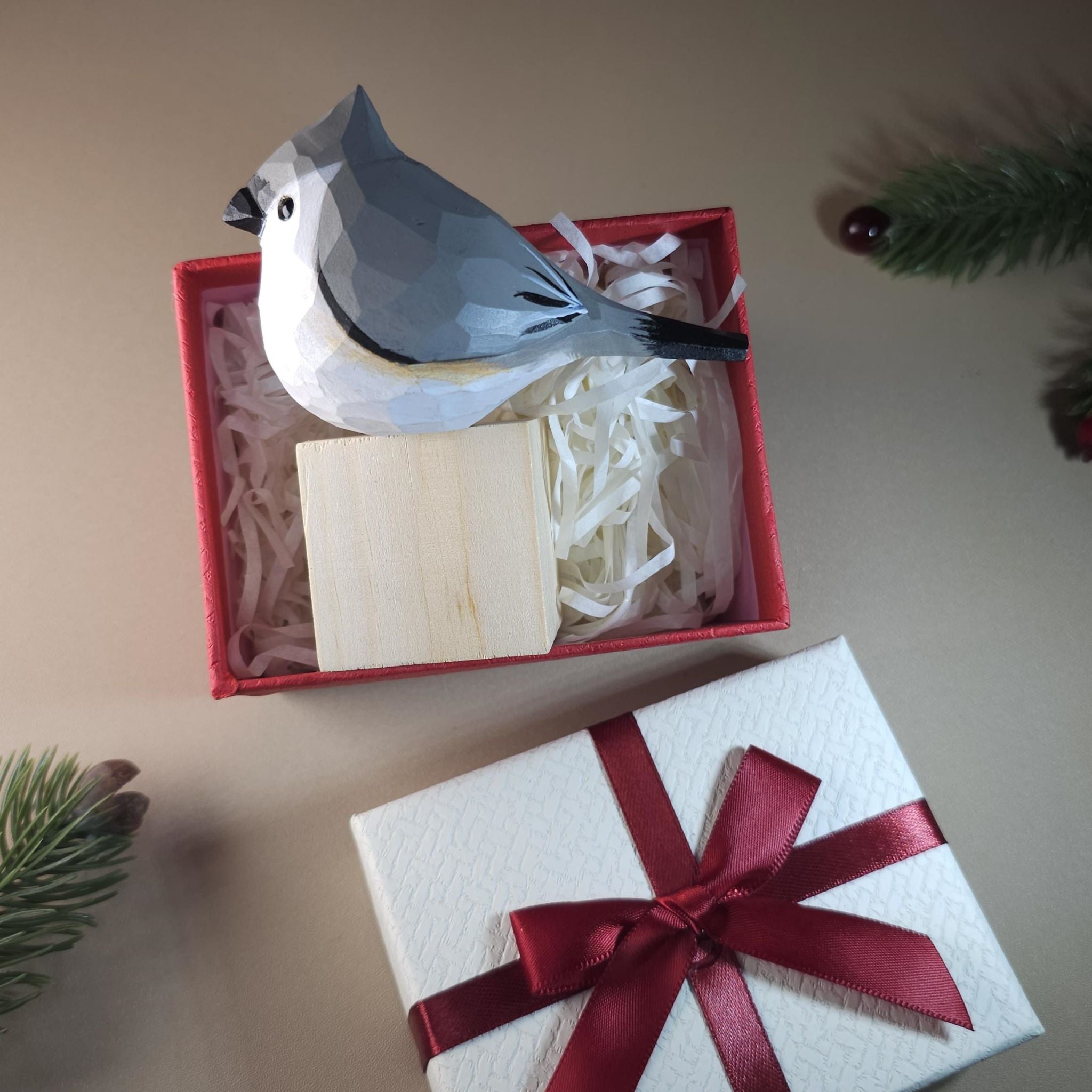 Bird Figurine comes with wooden stand and gift box packaging
