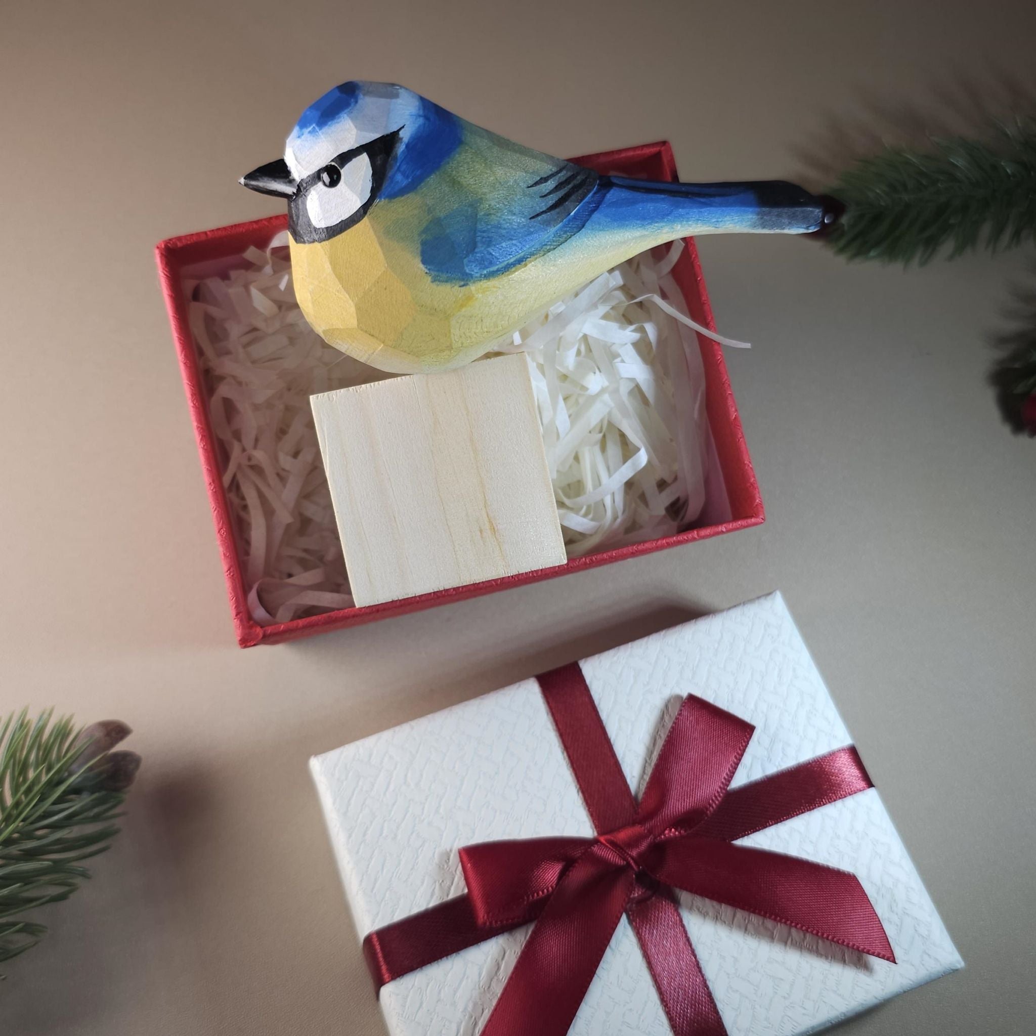 Bird Figurine comes with wooden stand and gift box packaging