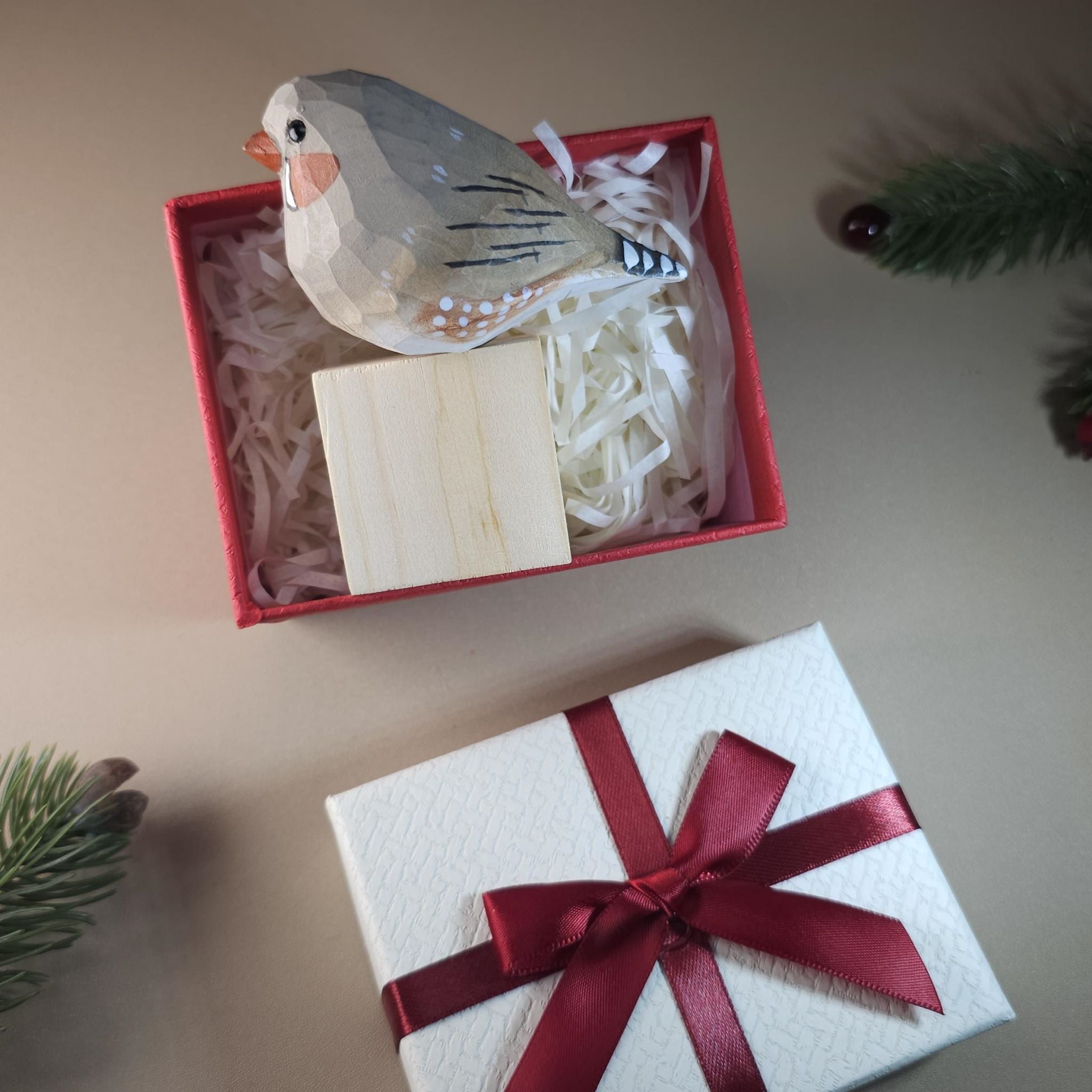 Bird Figurine comes with wooden stand and gift box packaging