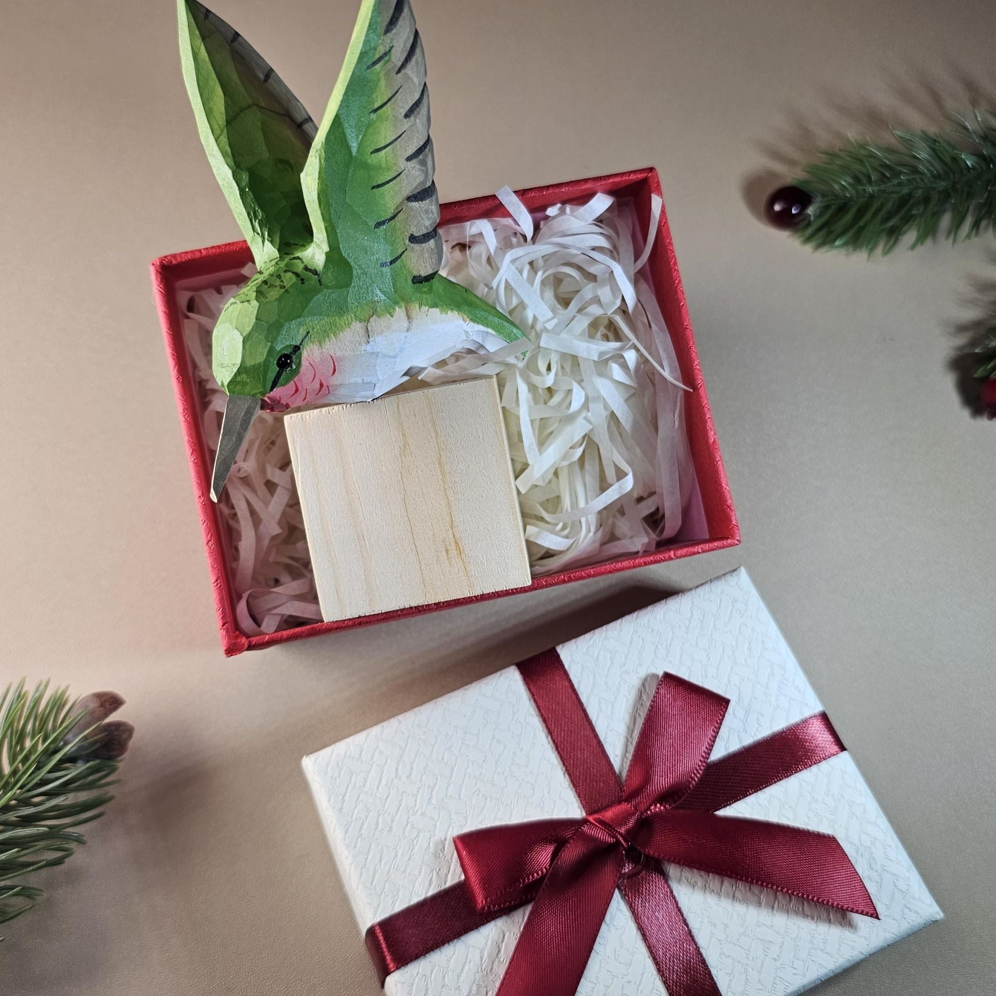 Bird Figurine comes with wooden stand and gift box packaging