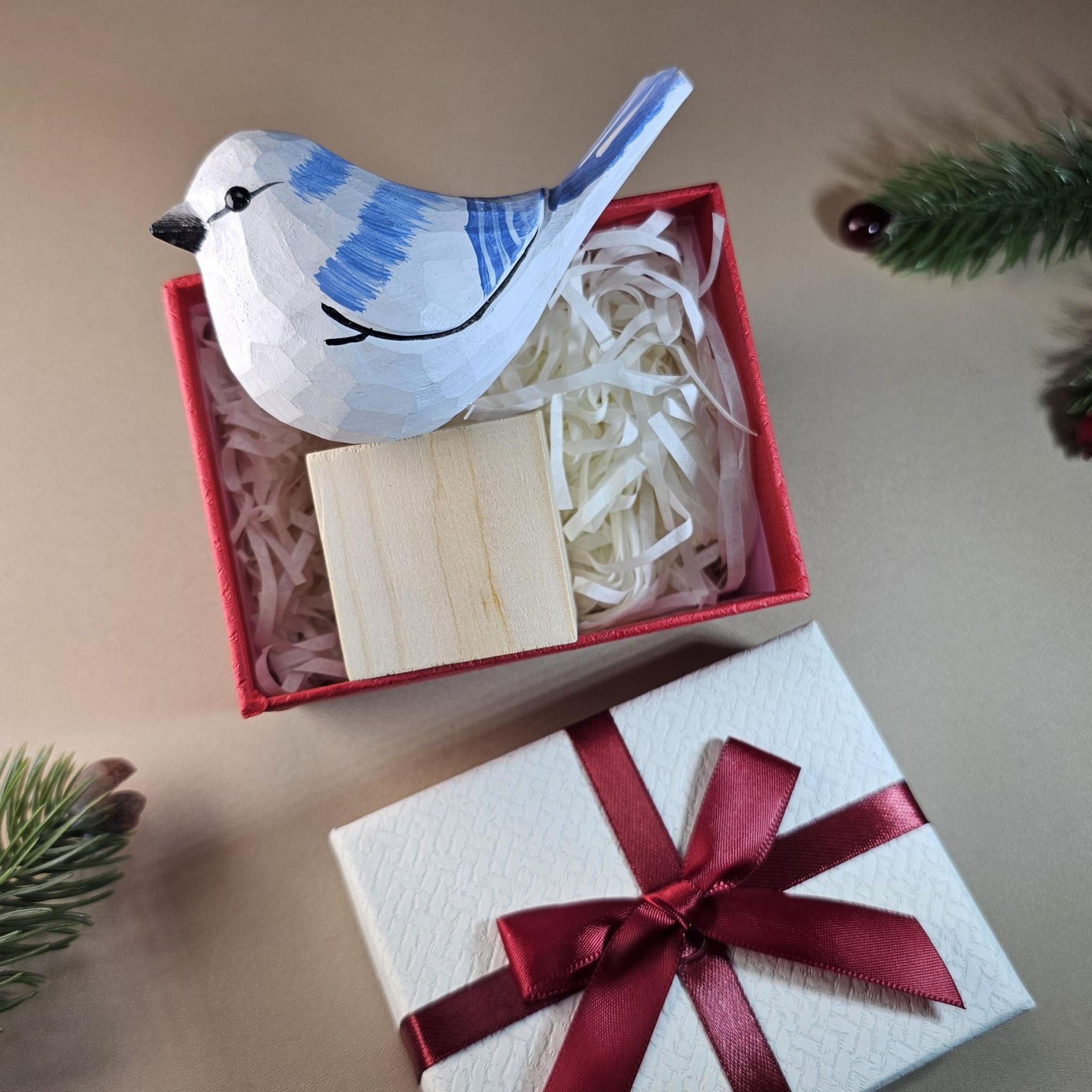 Bird Figurine comes with wooden stand and gift box packaging