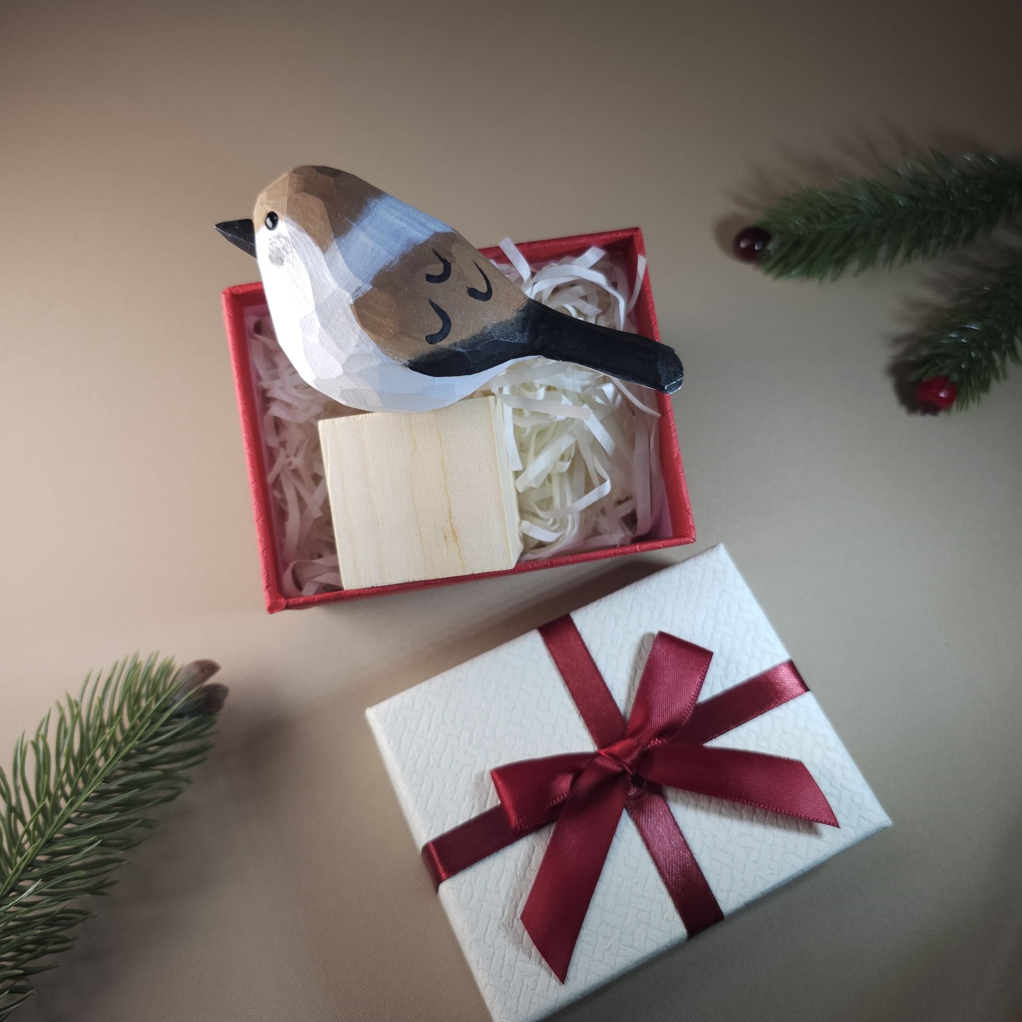 Bird Figurine comes with wooden stand and gift box packaging