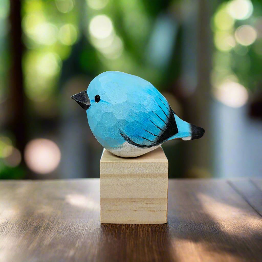 2nd Gen Mountain Bluebird Figurines Hand Carved Painted Wooden borb