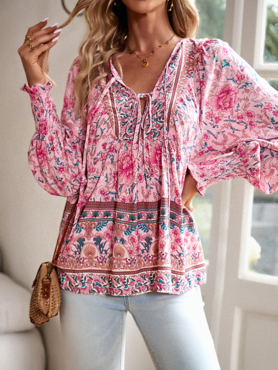 Tisselix™Elegant Floral Women's Blouse