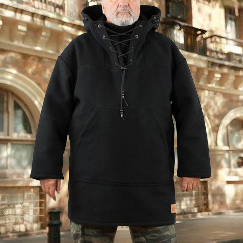 Men's Warm Wool Long Hooded Jacket