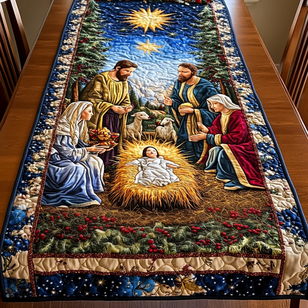 Nativity Quilted Table Runner NCU0VT314