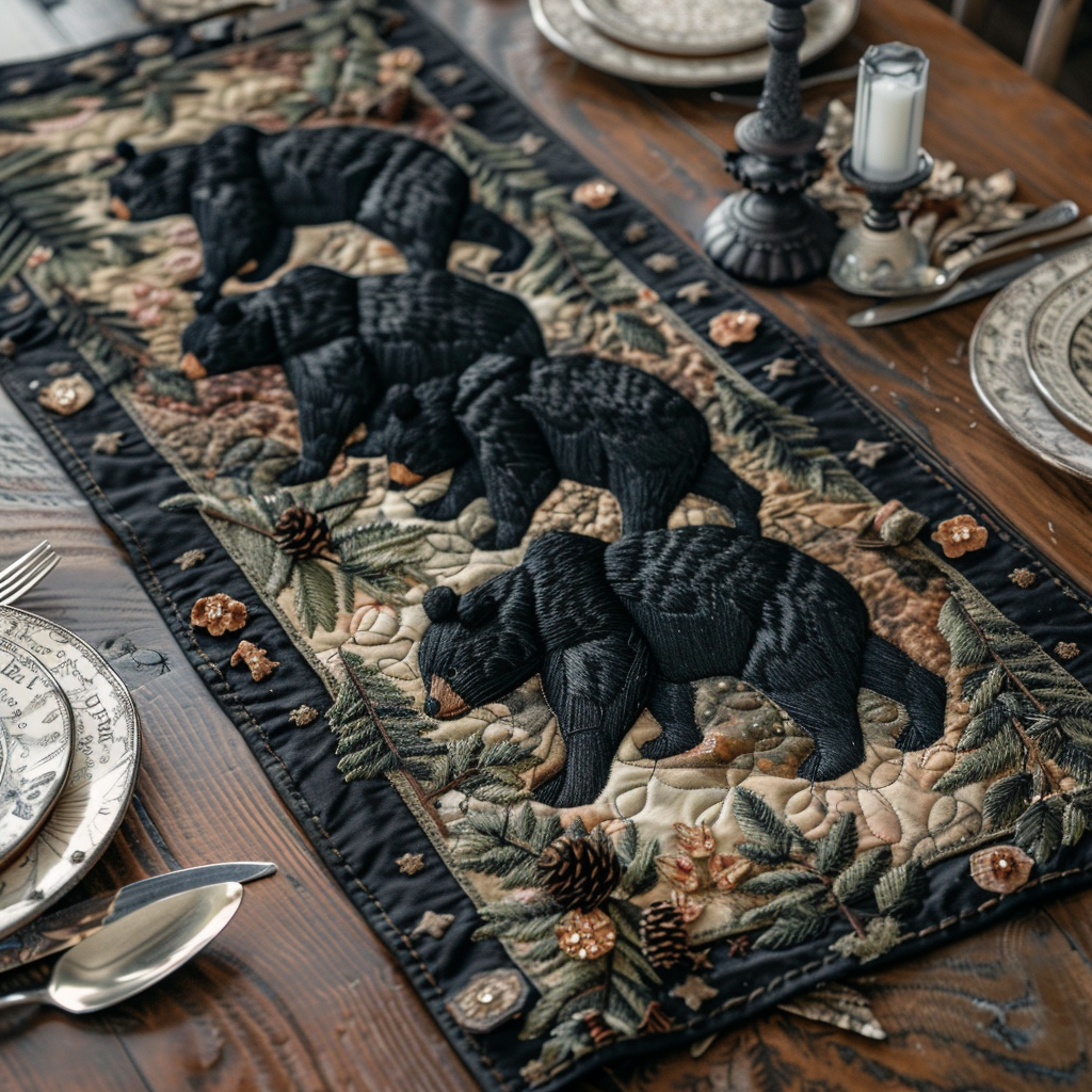 Black Bear Quilted Table Runner NCU0VT140