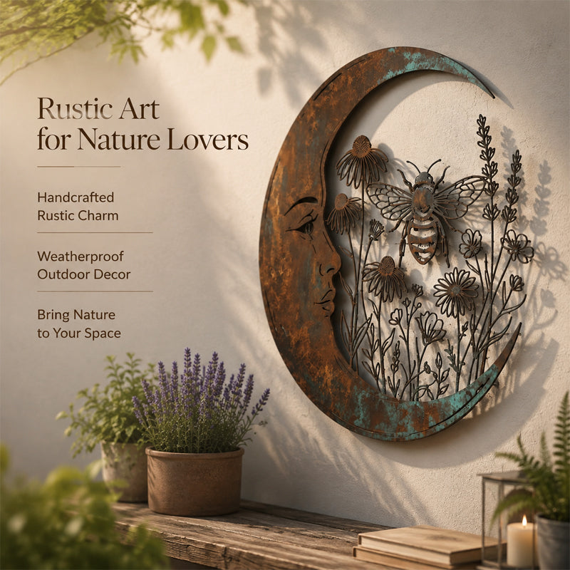 ⏰ LAST DAY 50% OFF - 🌙Enchanted Moon Garden Wall Art – Vintage Nature Inspired Metal Wall Decor
