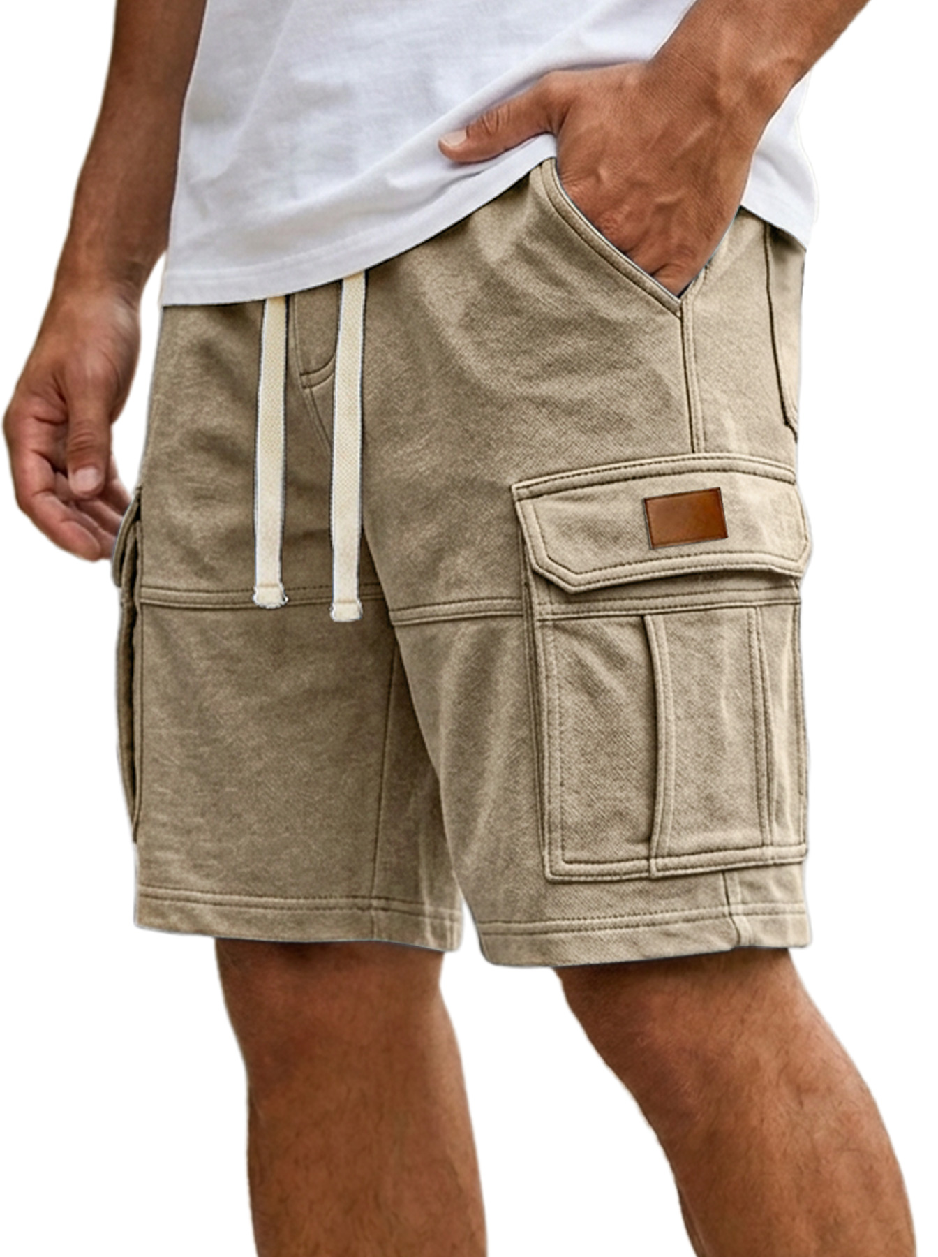 Men's Everyday Embroidered Logo Multi-pocket Casual Cargo Shorts