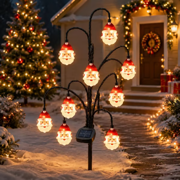 🎄 Solar Christmas tree garden stake with glowing ornaments