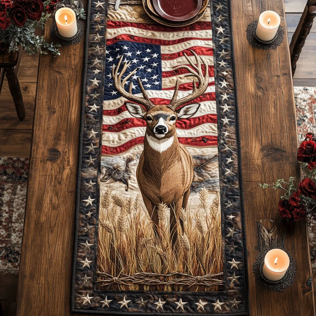 Swirling Patriotic Pattern Quilted Table Runner