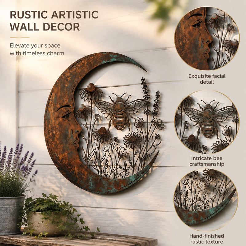⏰ LAST DAY 50% OFF - 🌙Enchanted Moon Garden Wall Art – Vintage Nature Inspired Metal Wall Decor