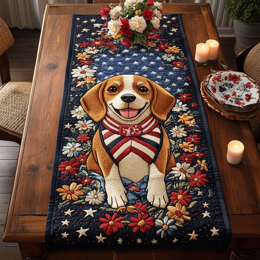 Swirling Patriotic Pattern Quilted Table Runner