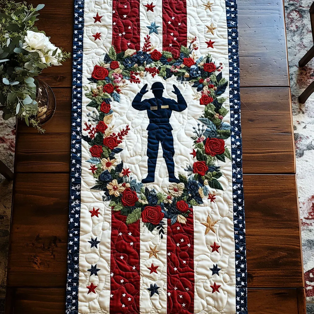 Swirling Patriotic Pattern Quilted Table Runner