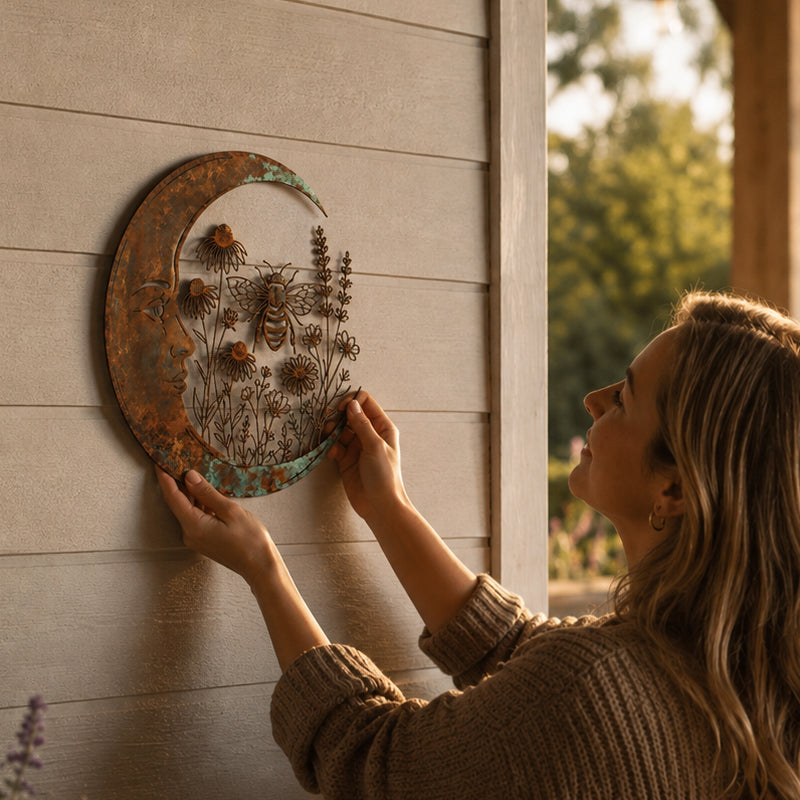 ⏰ LAST DAY 50% OFF - 🌙Enchanted Moon Garden Wall Art – Vintage Nature Inspired Metal Wall Decor