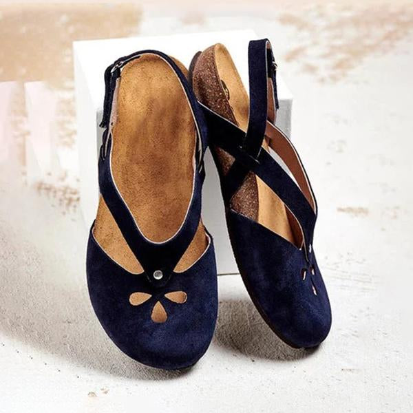 Women's Retro Velcro Cutout Flat Sandals