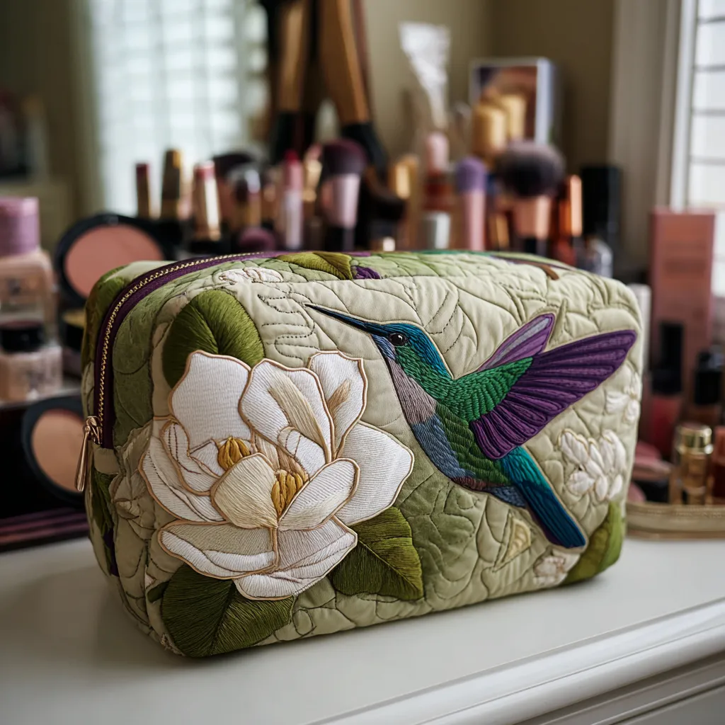 Hummingbird Quilted Makeup Bag NCU0VT288