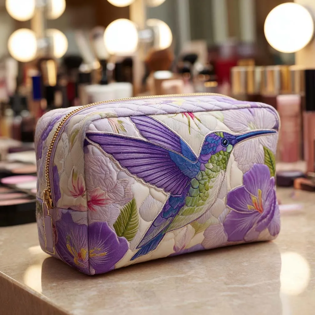 Hummingbird Quilted Makeup Bag NCU0VT288