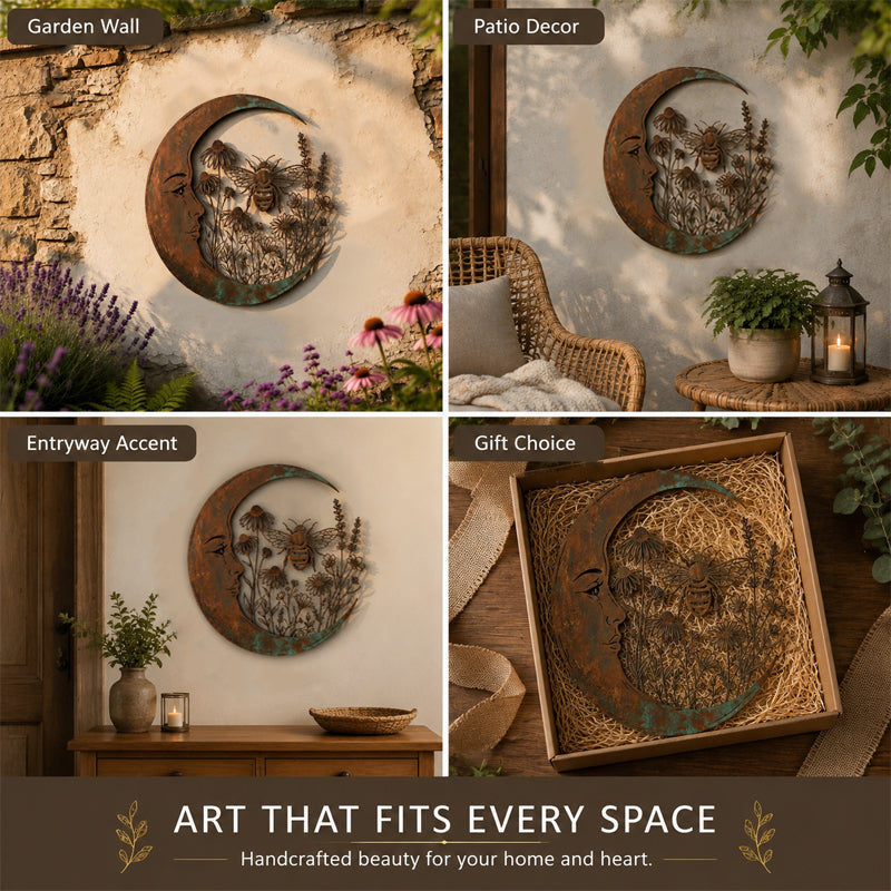 ⏰ LAST DAY 50% OFF - 🌙Enchanted Moon Garden Wall Art – Vintage Nature Inspired Metal Wall Decor