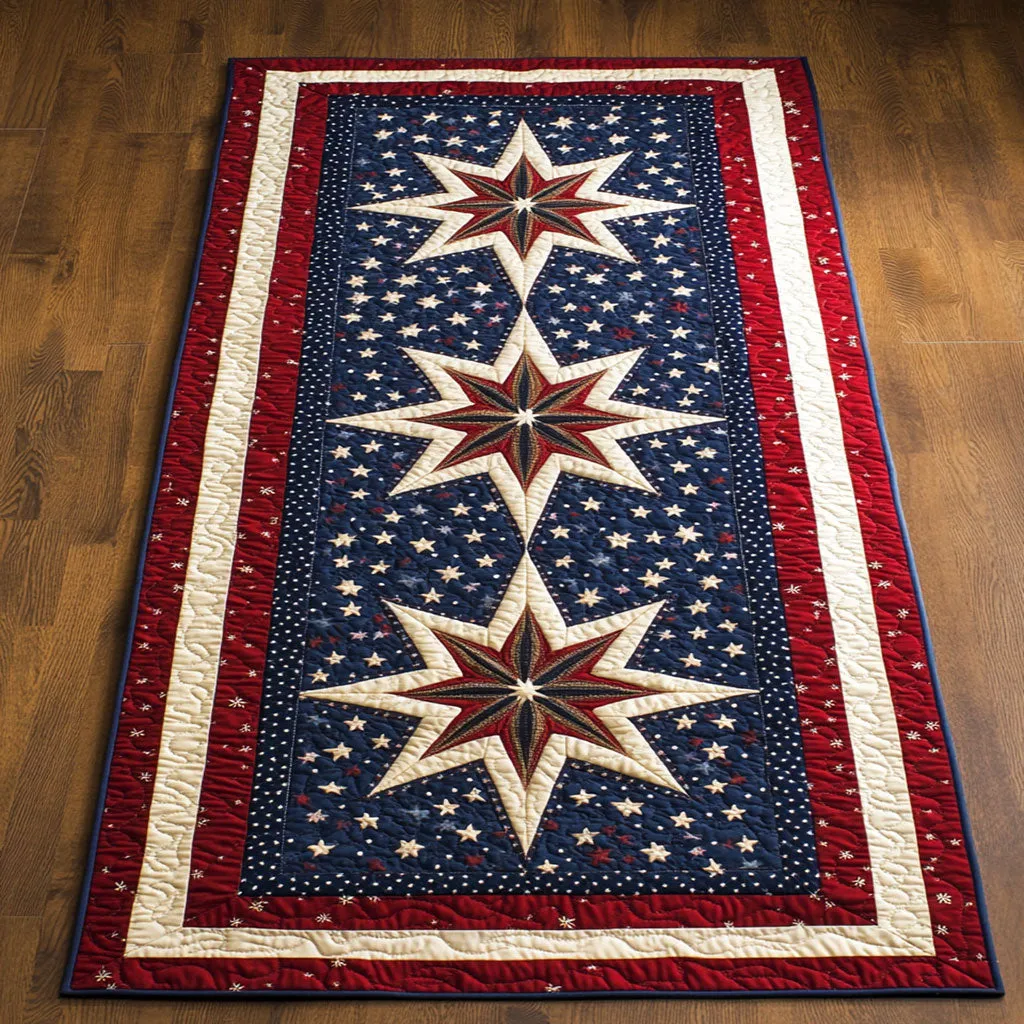 Swirling Patriotic Pattern Quilted Table Runner