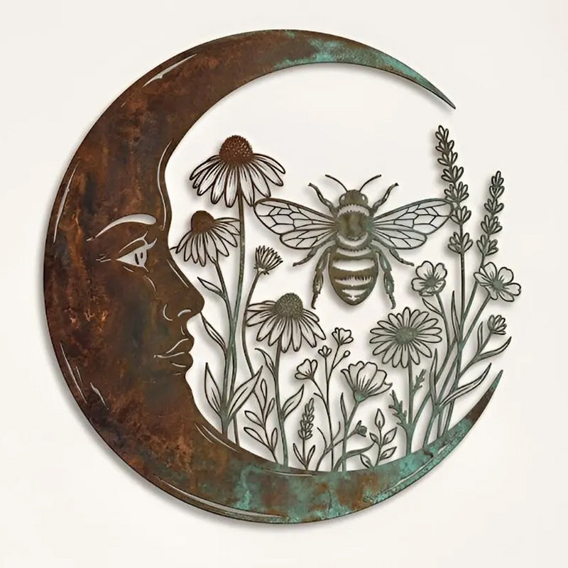 ⏰ LAST DAY 50% OFF - 🌙Enchanted Moon Garden Wall Art – Vintage Nature Inspired Metal Wall Decor