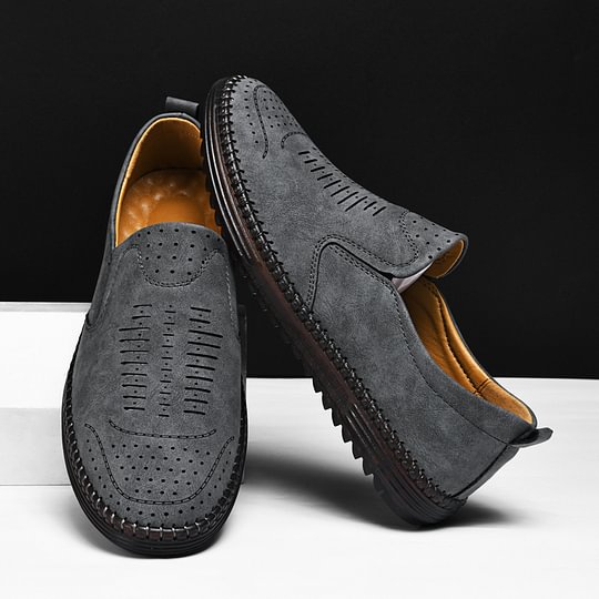 ⏰Limited Time Sale 70% OFF-Men's Slip-On Orthopedic Leather Dress Loafers – Anti-Slip, Breathable & Comfortable with Arch Support for All-Day Wear