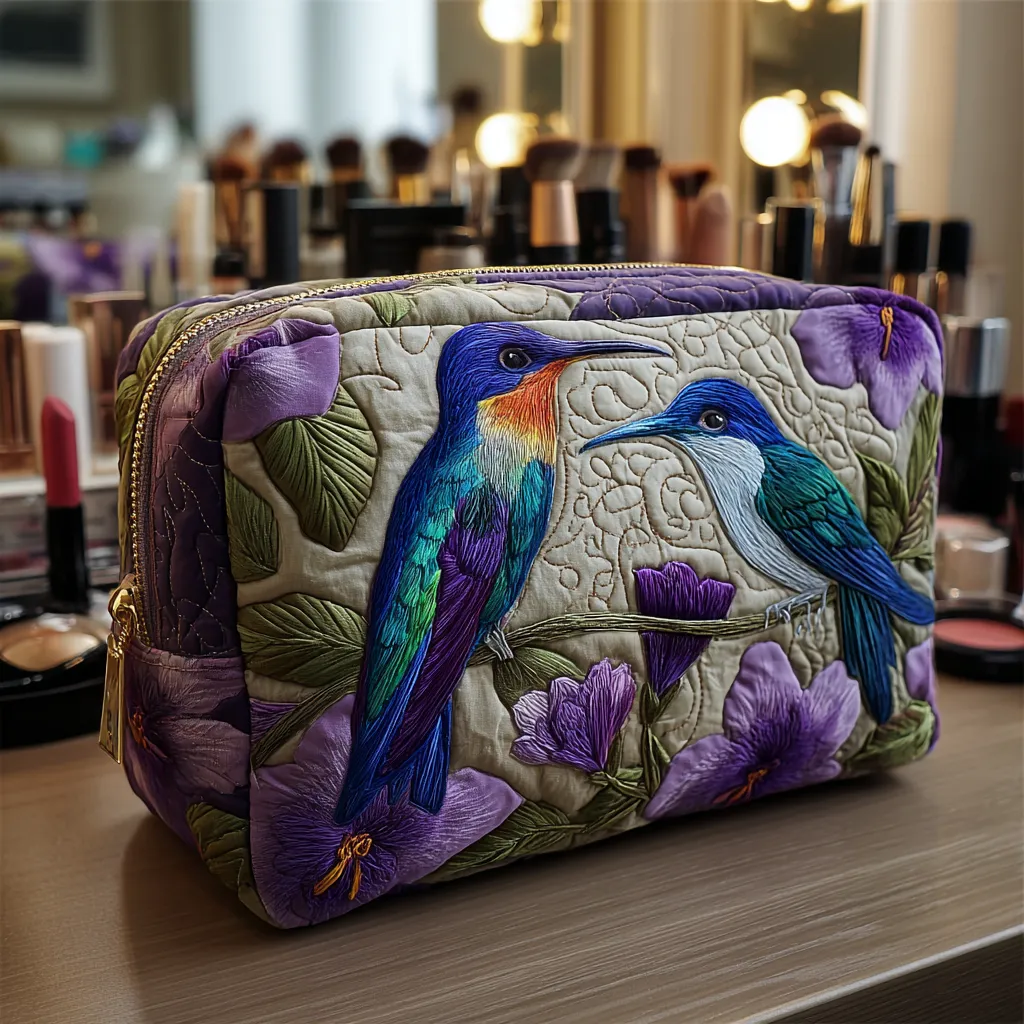 Hummingbird Quilted Makeup Bag NCU0VT288
