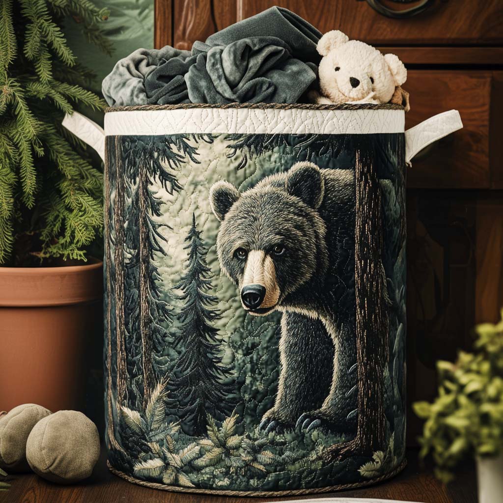 Bear Quilted Laundry Basket NCU0QN011