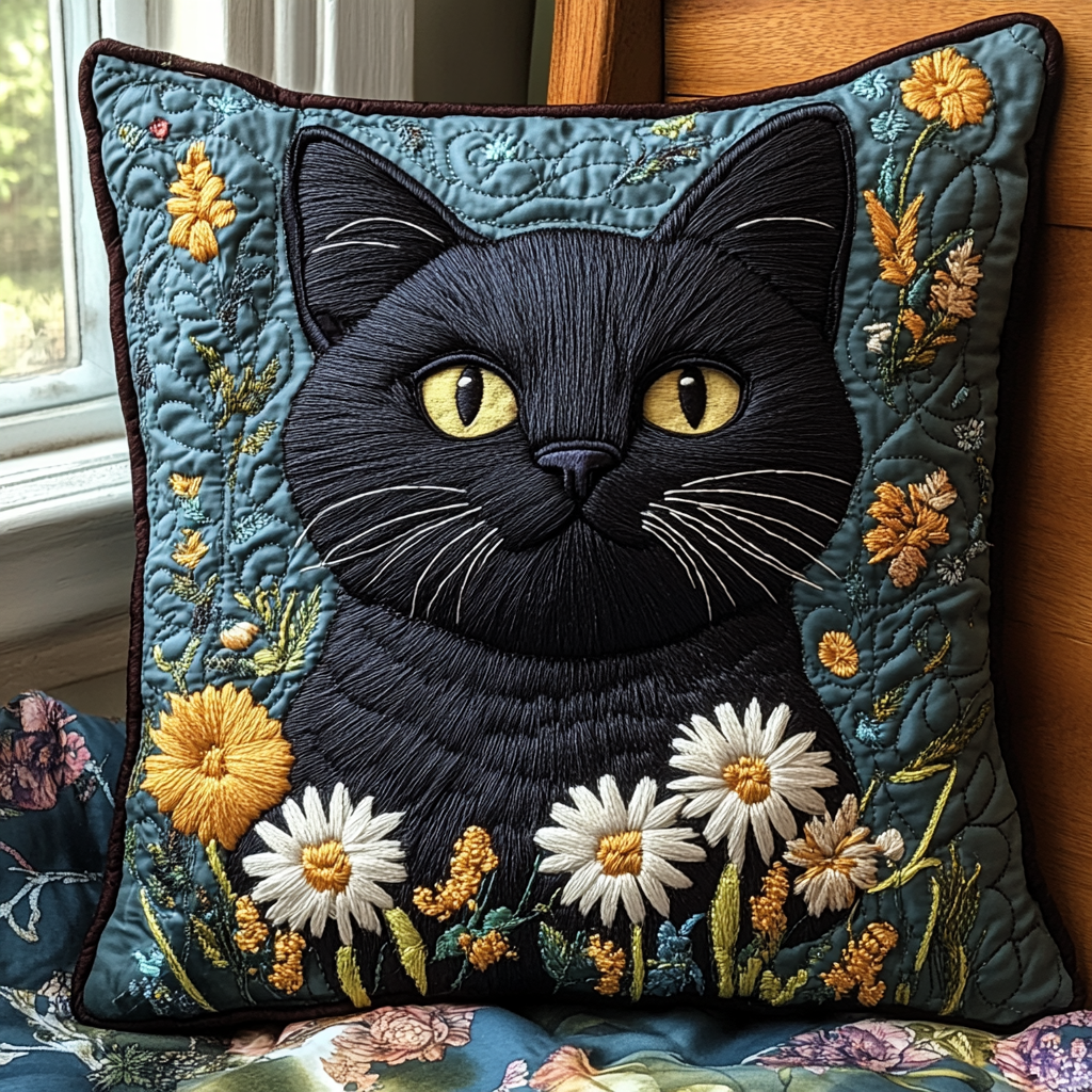 Black Cat Dreams Quilted Pillow Case NCU0DV5856
