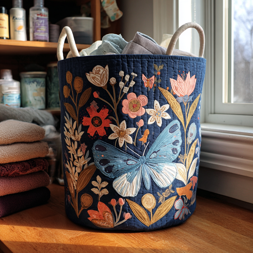 Bloom Flight Quilted Laundry Basket NCU0PVL429