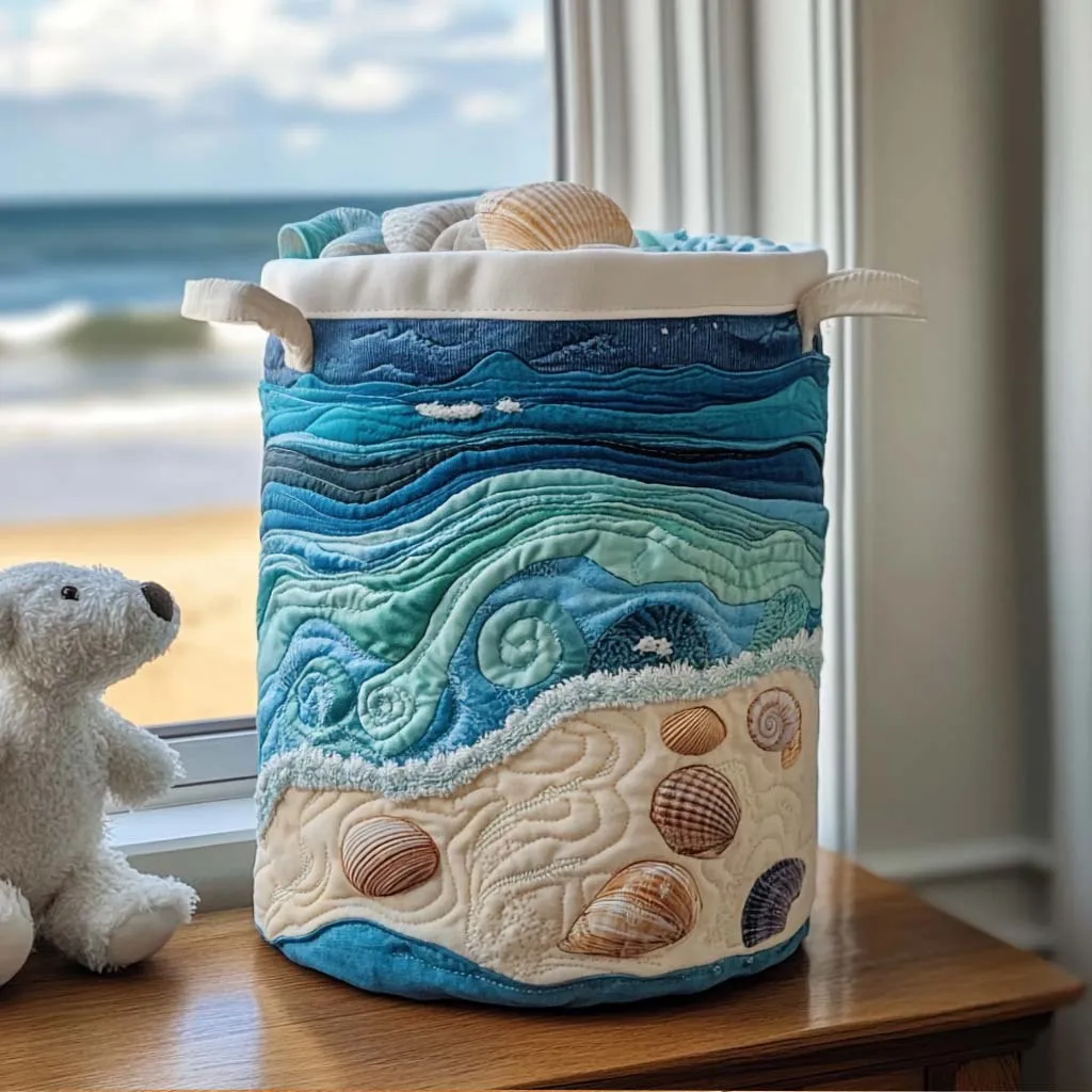 Ocean Quilted Laundry Basket