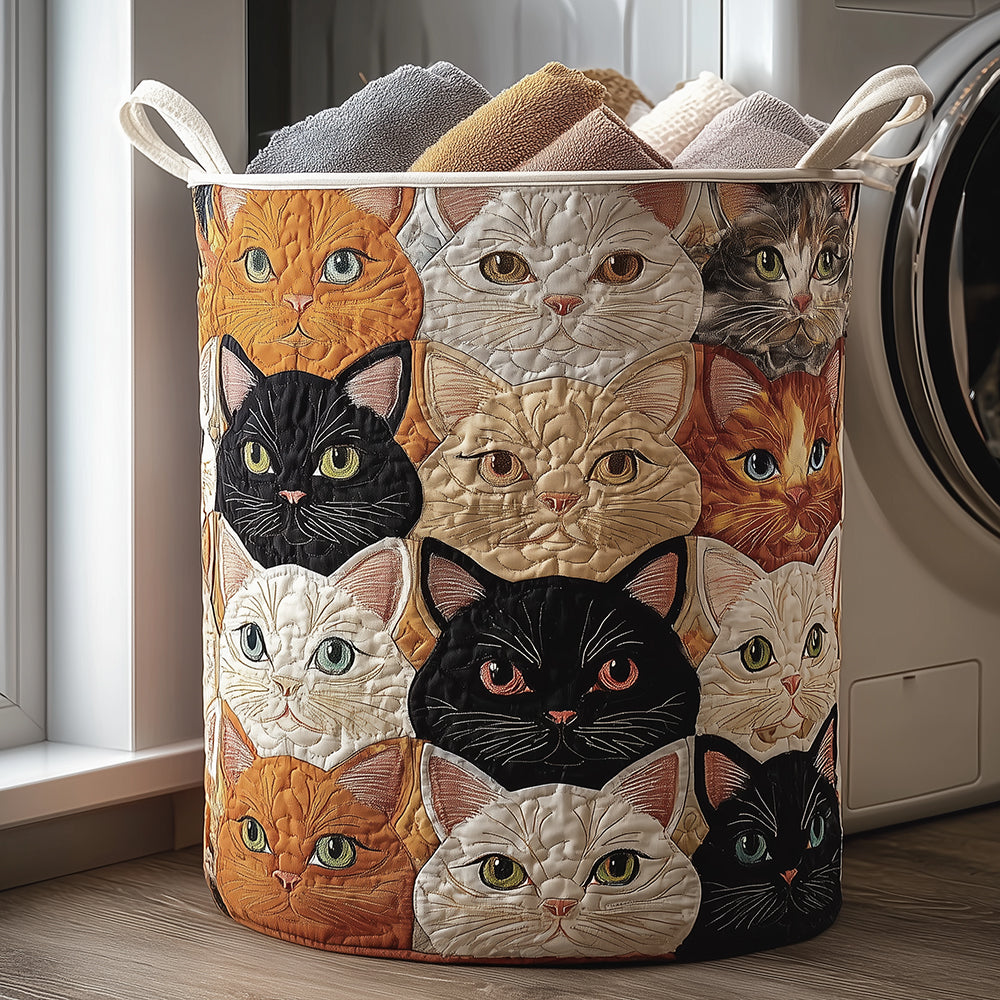 Cat Quilted Laundry Basket