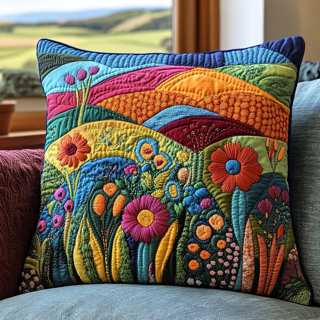 Colorful Field Quilted Pillow Case NCU0DV4065