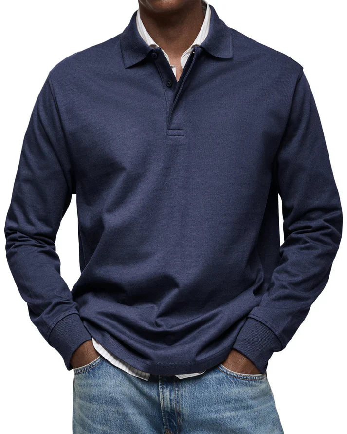 Men’s Long Sleeve Polo – Classic Cotton Casual Top