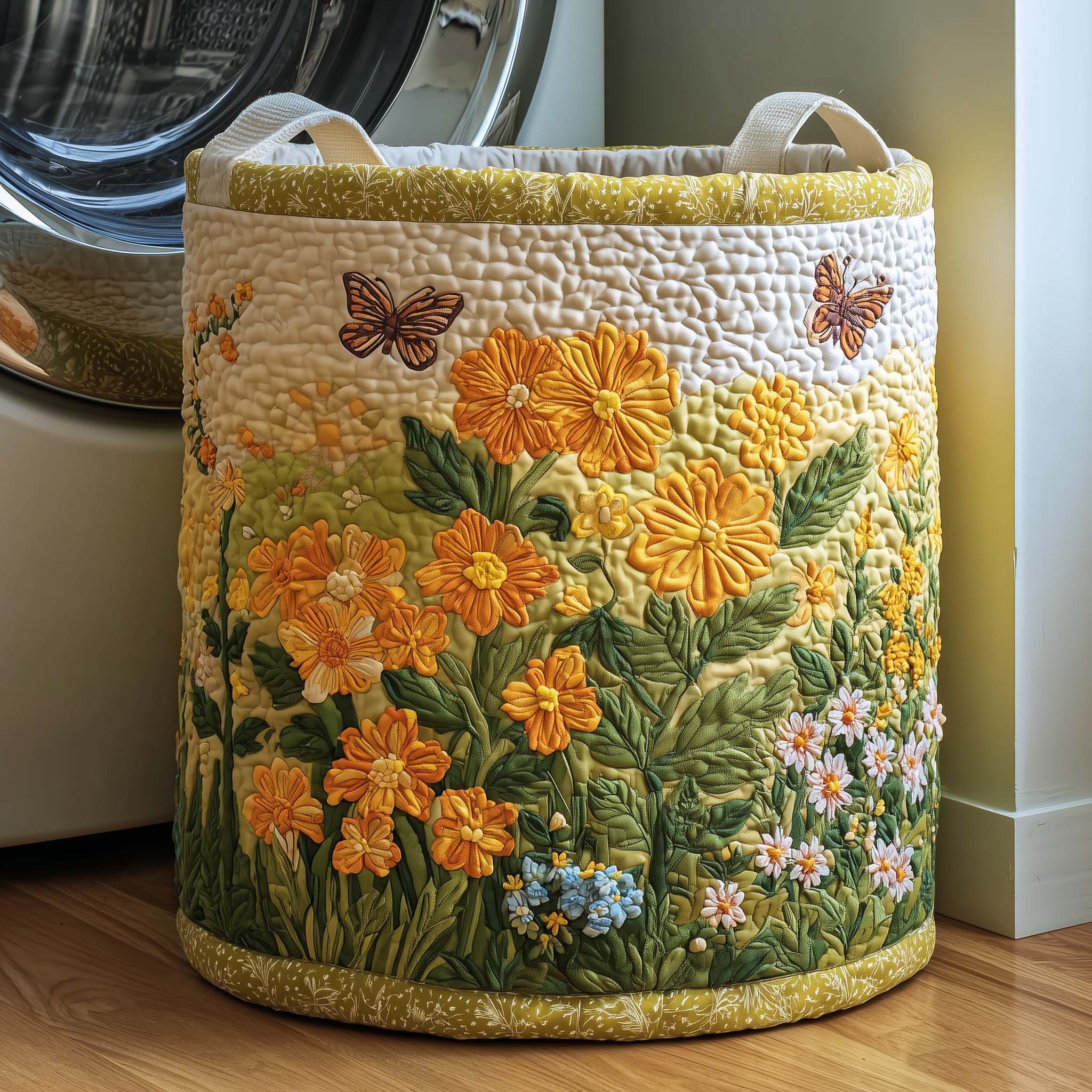 Pastoral Style Quilted Laundry Basket