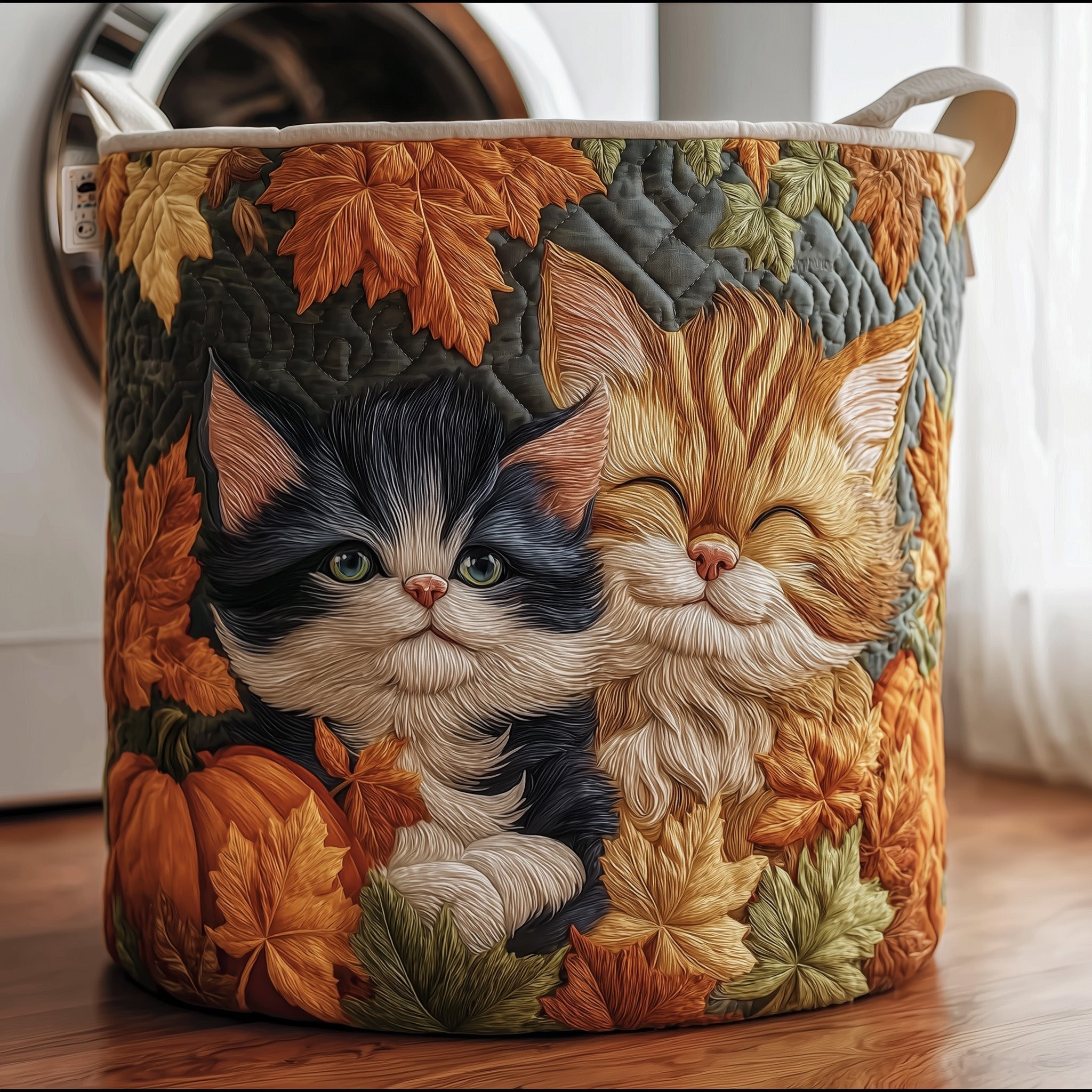 Autumn Dreamy Cat Quilted Laundry Basket GFTOTG126
