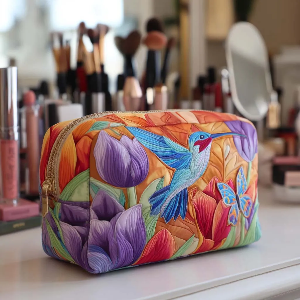 Hummingbird Quilted Makeup Bag NCU0VT288
