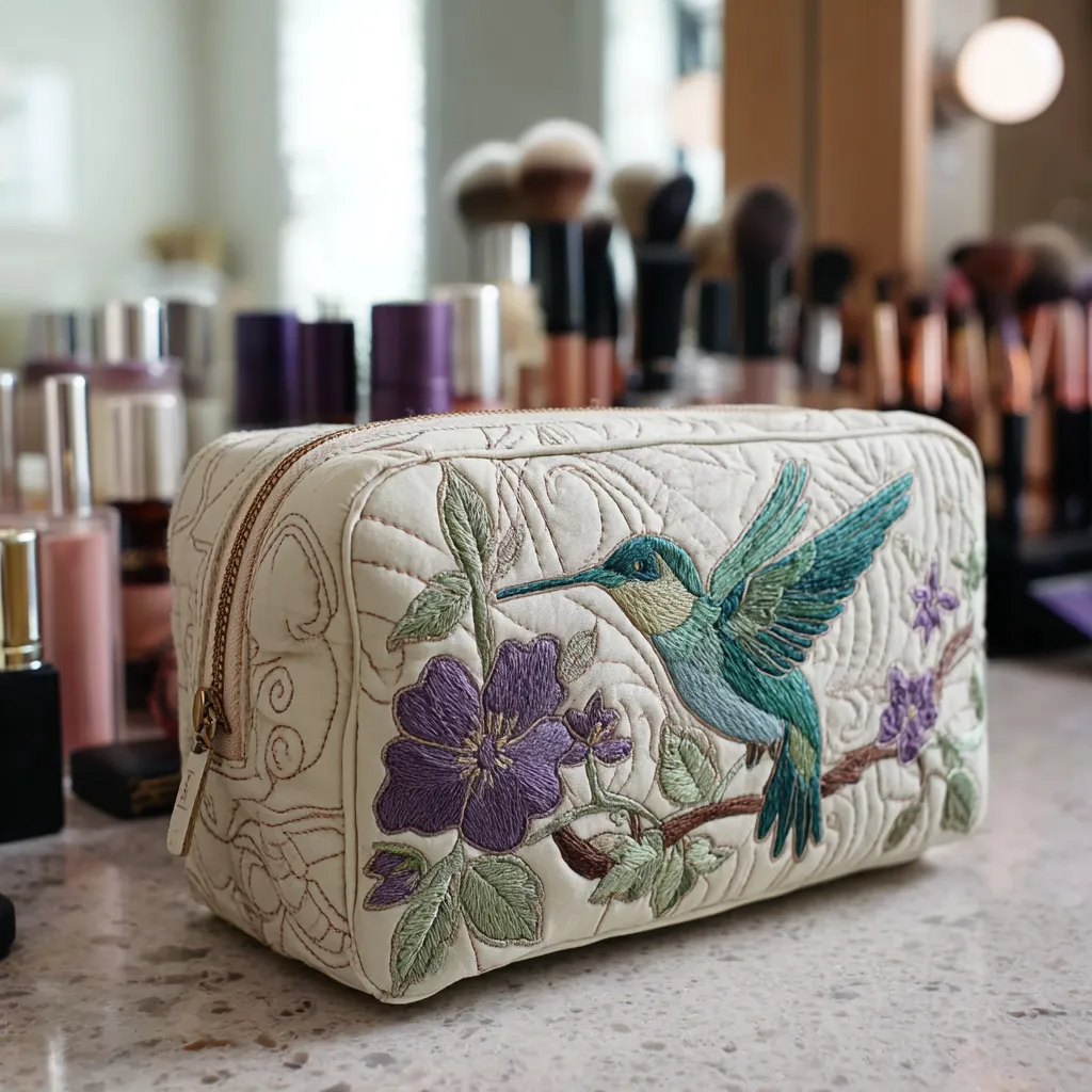 Hummingbird Quilted Makeup Bag NCU0VT288