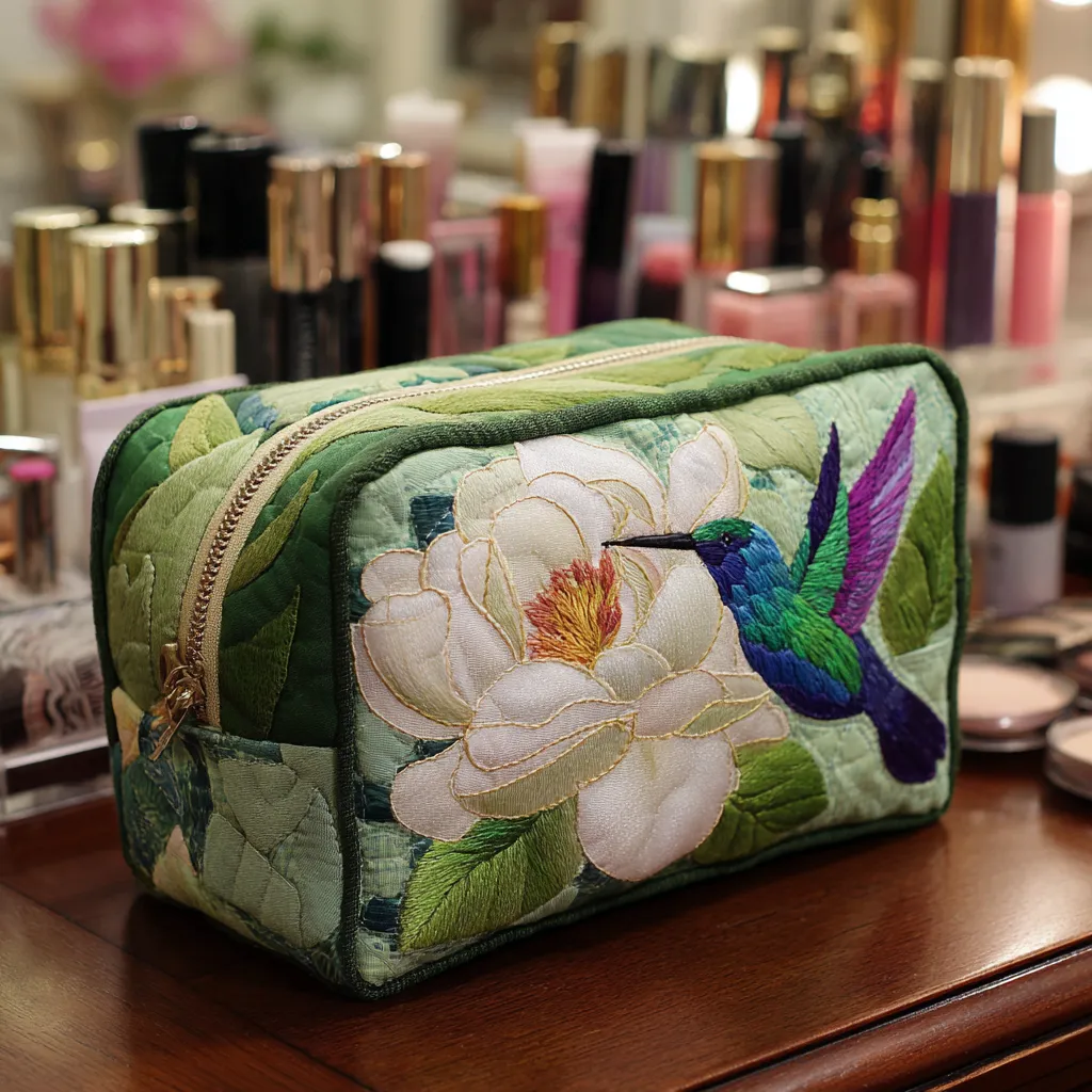 Hummingbird Quilted Makeup Bag NCU0VT288