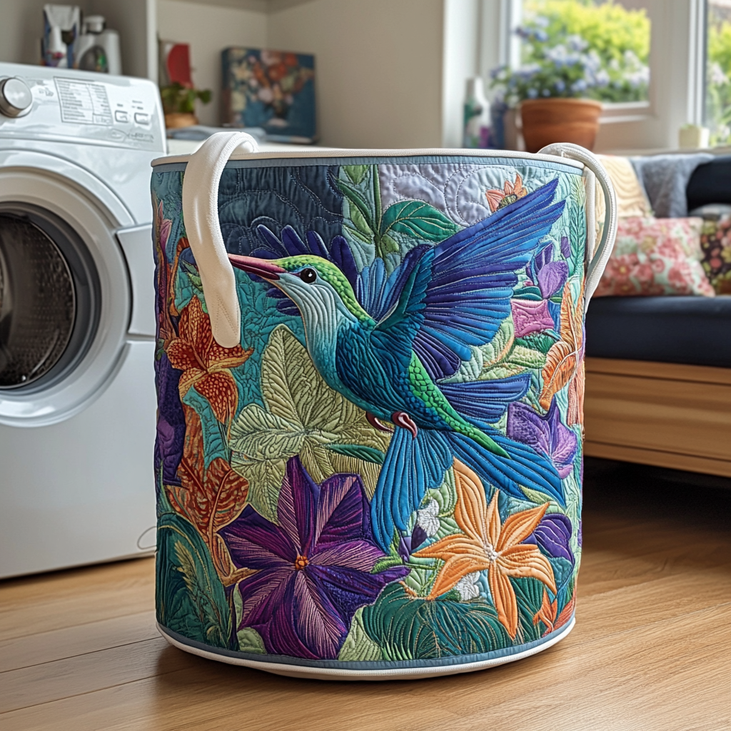 Hummingbird Dream Quilted Laundry Basket NCU0DDK523