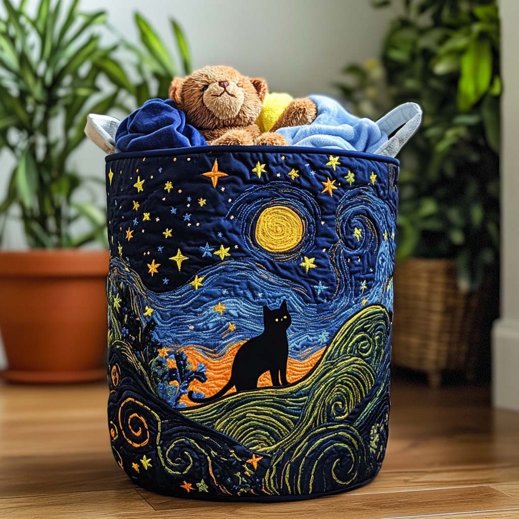 Lazy Whiskers Quilted Laundry Basket NCU0NNT1333