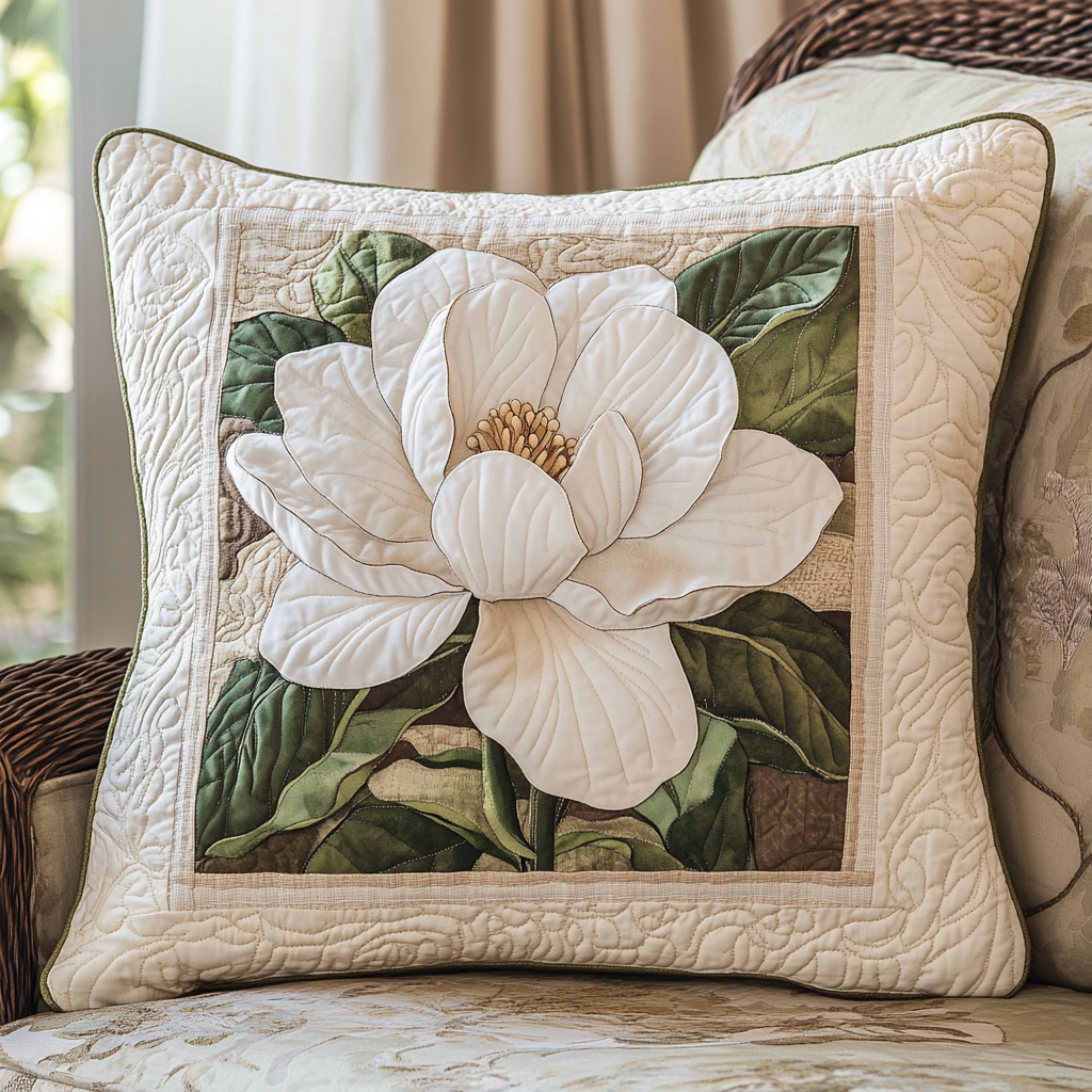 Magnolia Bloom Quilted Pillow Case NCU0VH3084