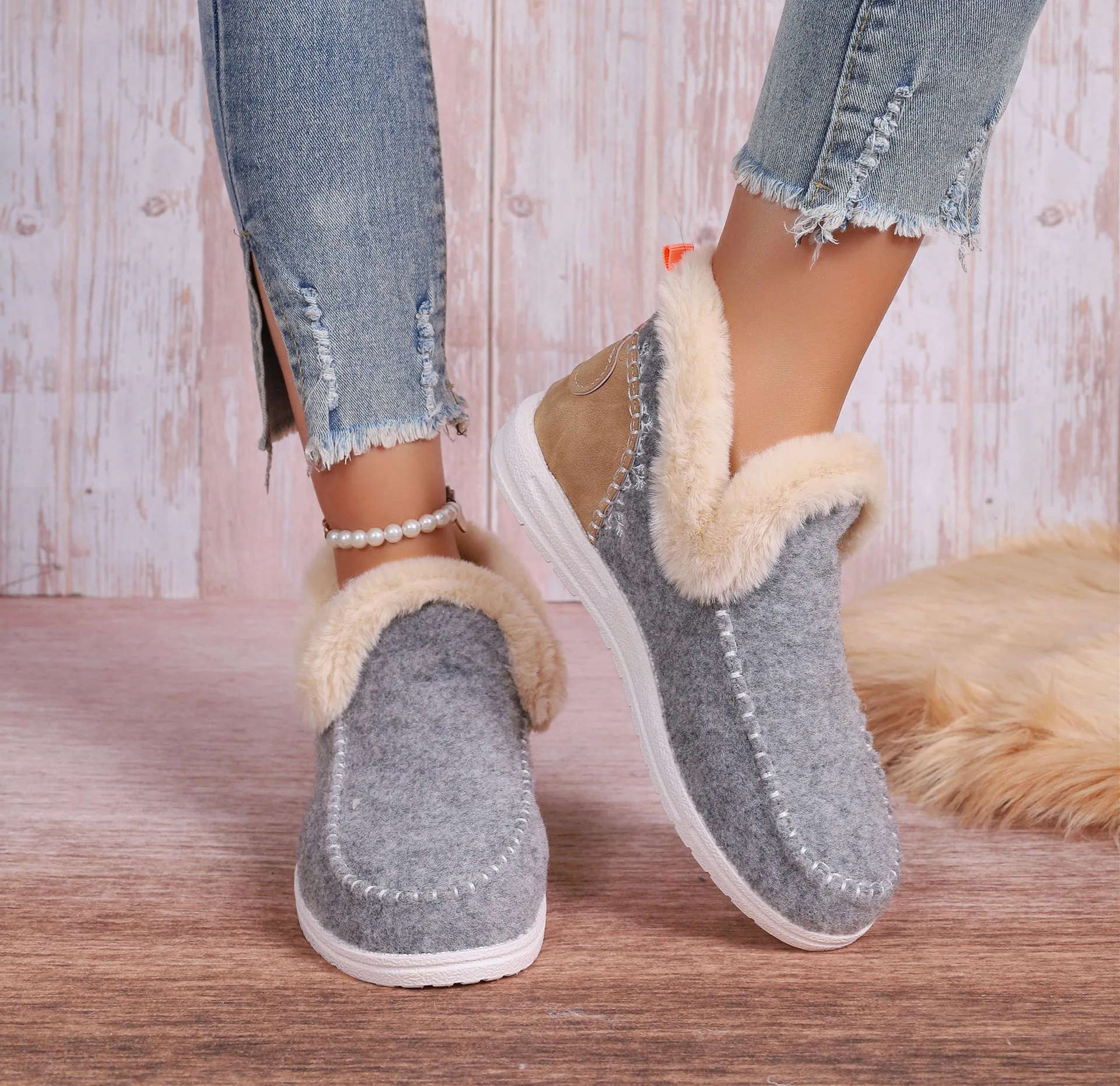 Womens Orthopedic Winter Wool Snow Boots Cozy Winter Shoes