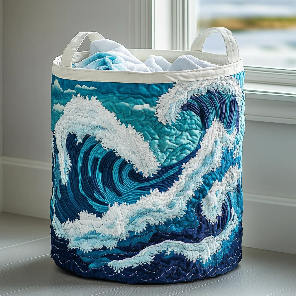 Ocean Quilted Laundry Basket