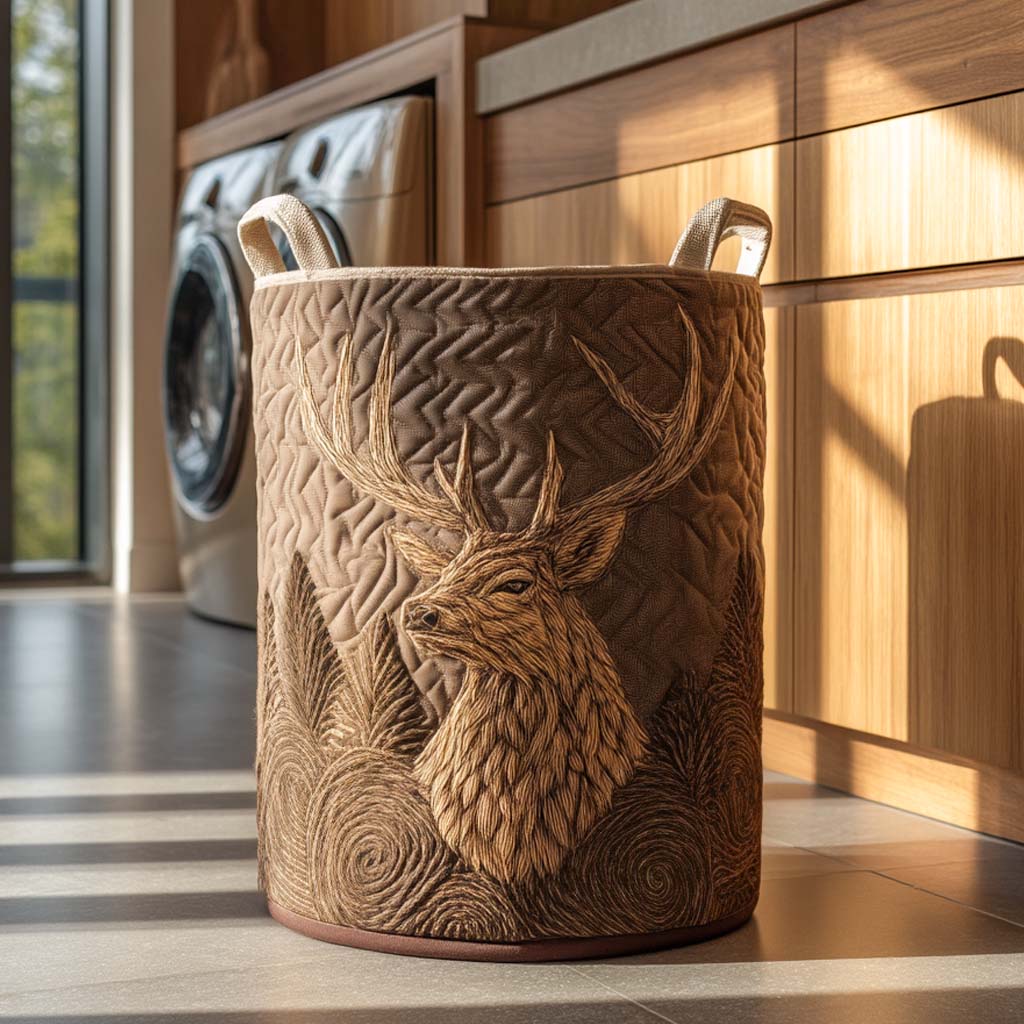 Deer Quilted Laundry Basket NCU0QN047
