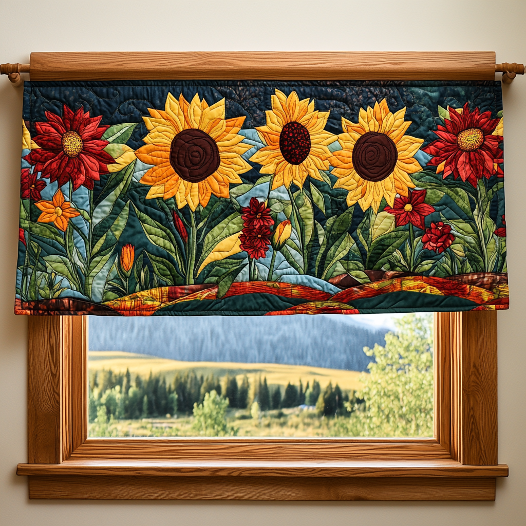 Sunflower Charm Quilted Valance NCU0DDK819