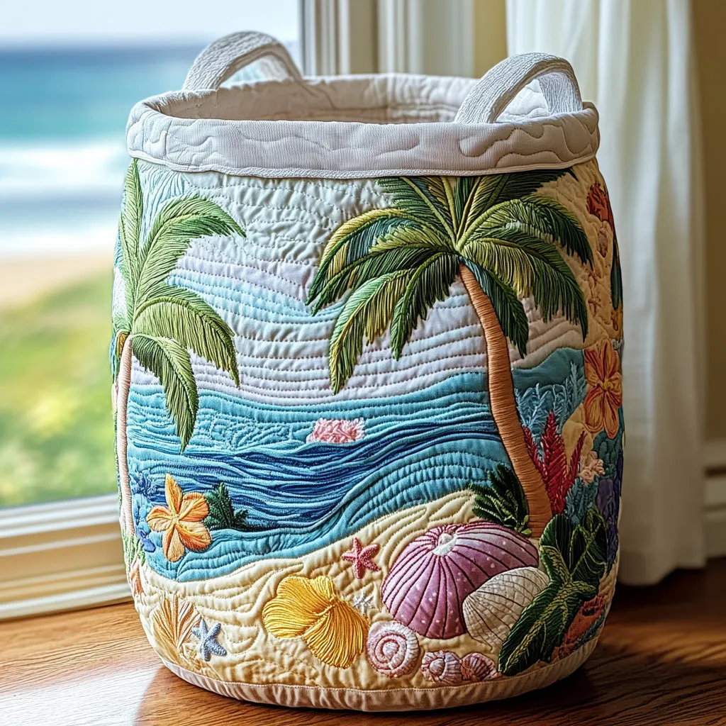 Ocean Quilted Laundry Basket